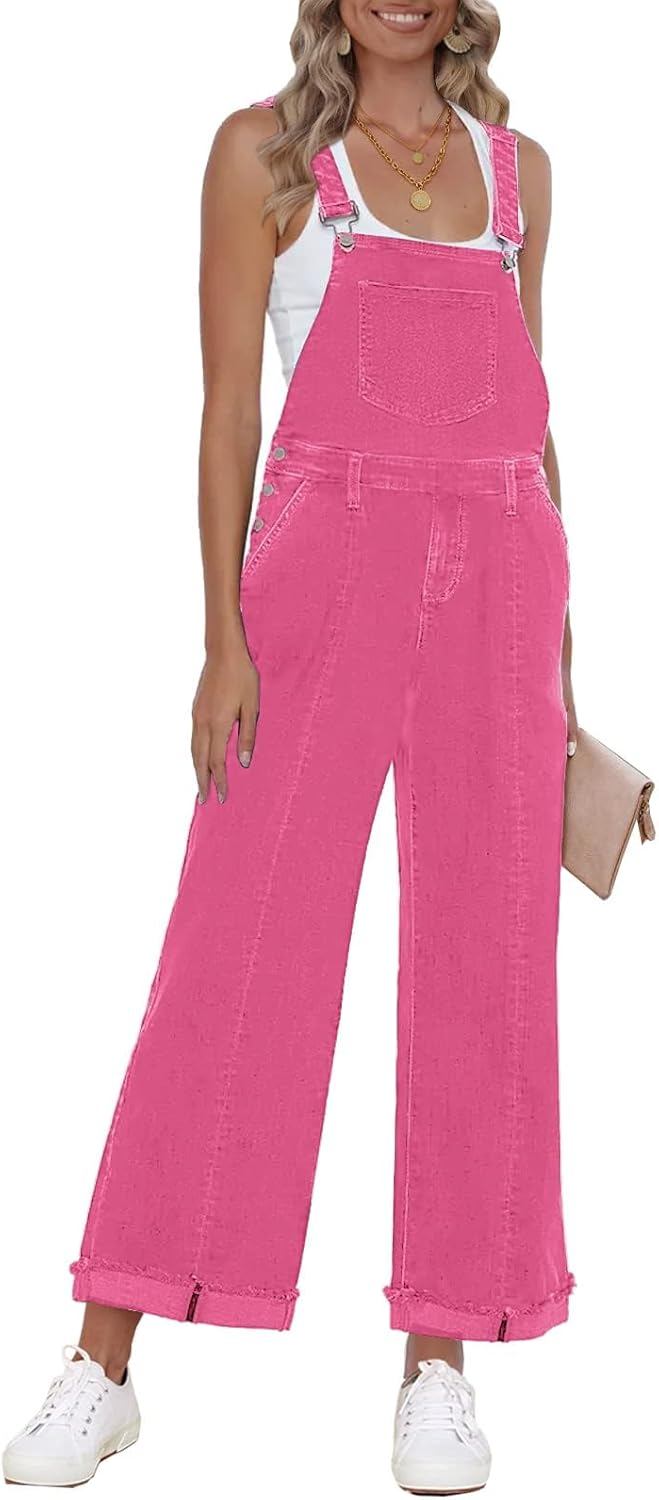 Vetinee Womens Overalls, Special Denim Loose Fit Wide-Leg Bib, Innovative Stretc...
