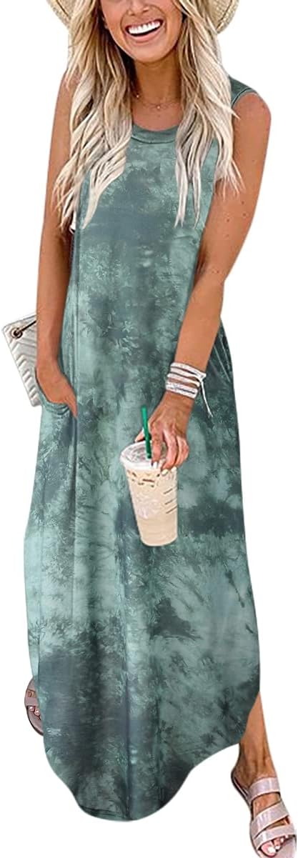ANRABESS Women Casual Sundress, Special Loose Sleeveless Dress with Split Maxi,...
