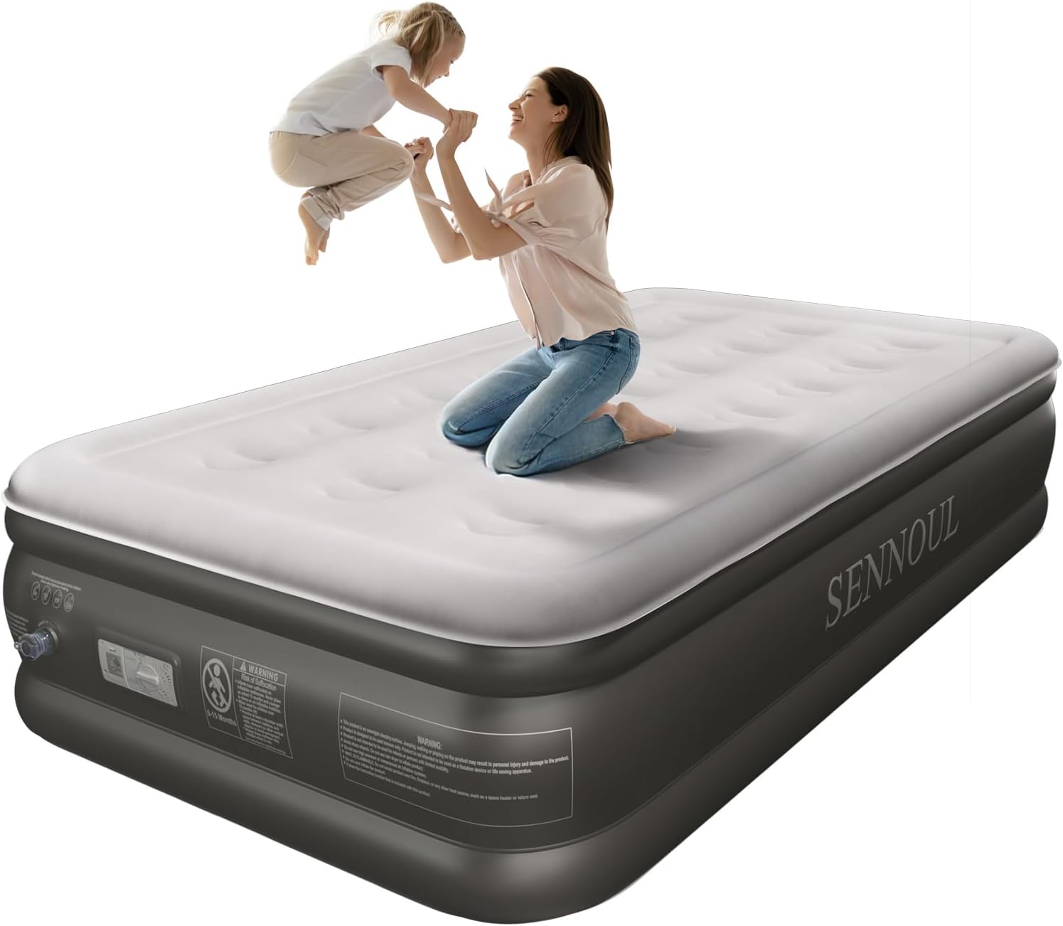Air Mattress Twin with Built in Pump - Upgraded Single Blow Up Bed, 2 Mins Quick...