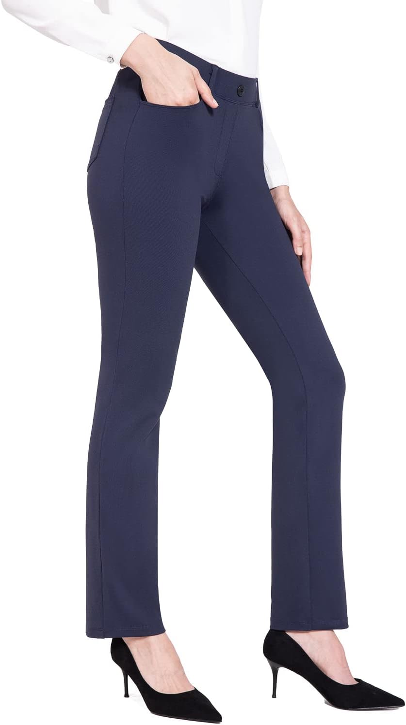 BALEAF Womens Dress Pants, Special Yoga Work Pants with Straight Leg/Bootcut Des...