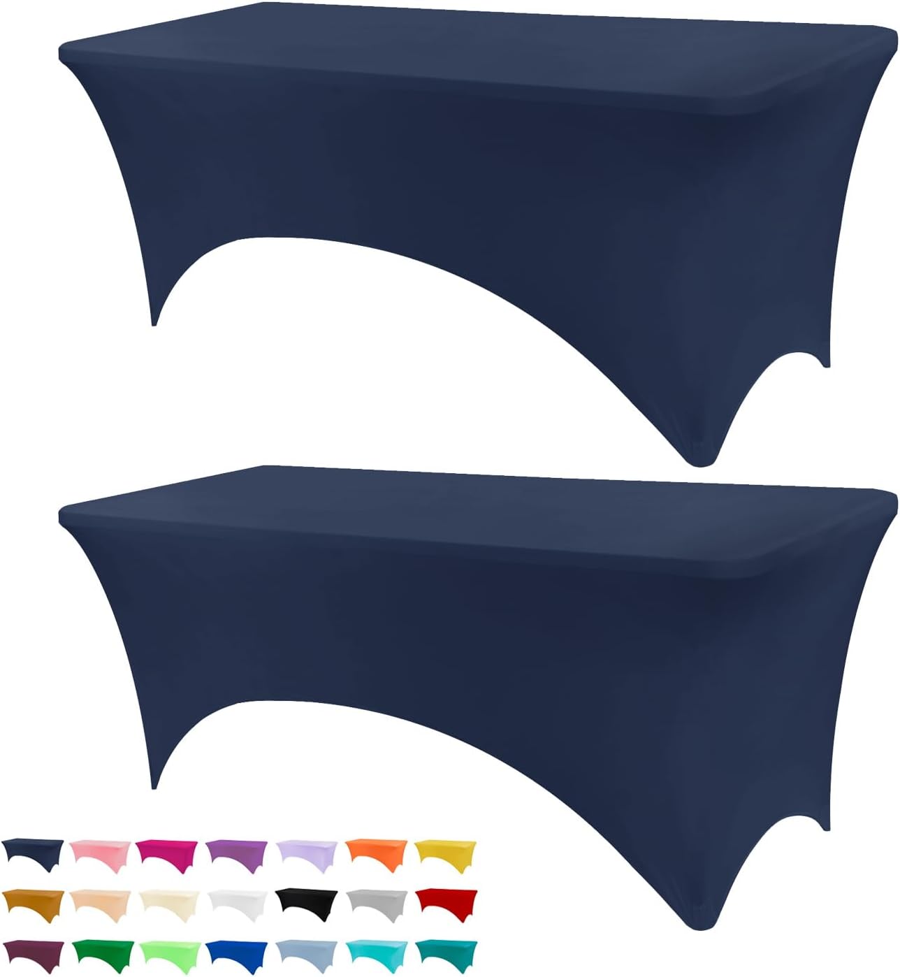 BDDC Spandex Table Cover, Navy Blue Tablecloth 2 Pack 6FT, Fits Tables Size [183...