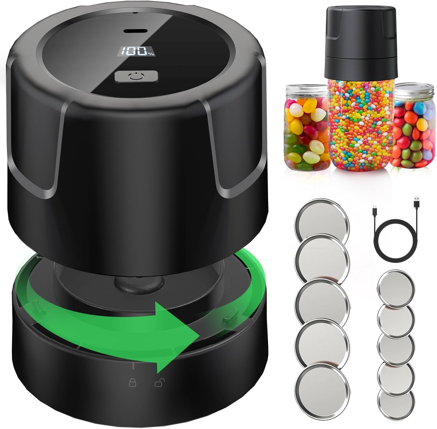 Electric Mason Jar Vacuum Sealer - Vacuum Sealer for Jars, Electric Vacuum Seale...