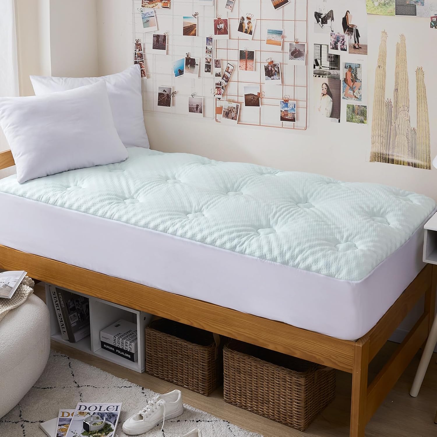 Hansleep Memory Foam Twin XL Mattress Topper for College Dorm Room Essentials, T...