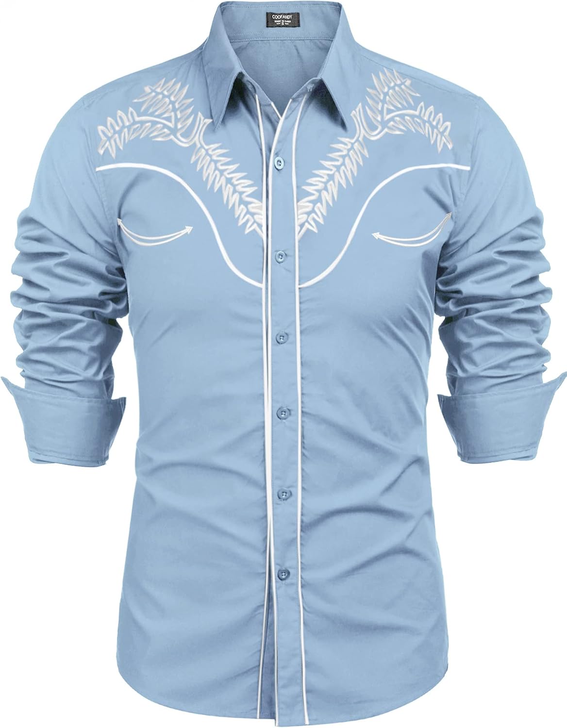 COOFANDY Men's Western Shirts, Special Long Sleeve Slim Fit Shirts, Innovative E...