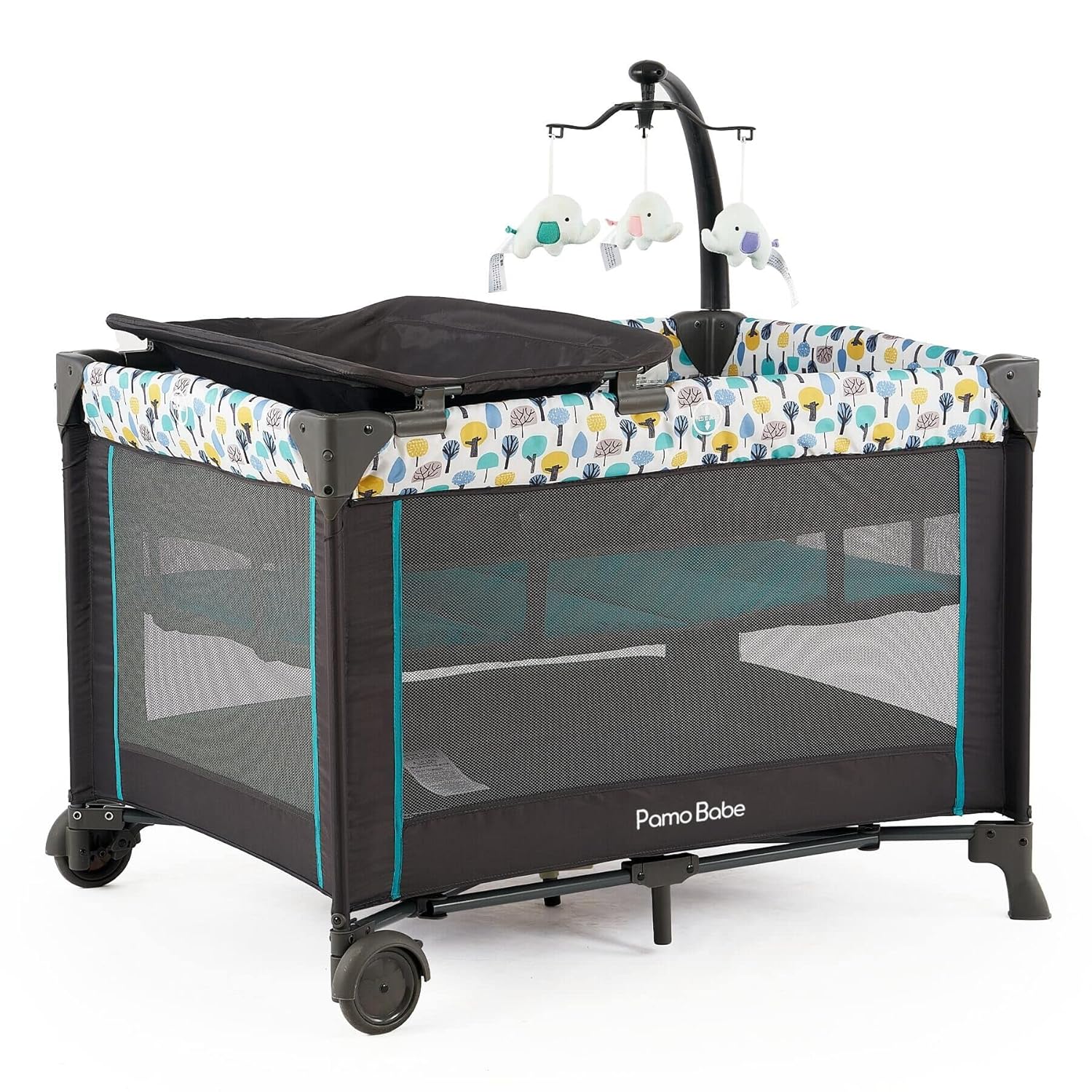 Pamo Babe Portable Crib for Baby, Portable Baby Playpen with Bassinet and Changi...