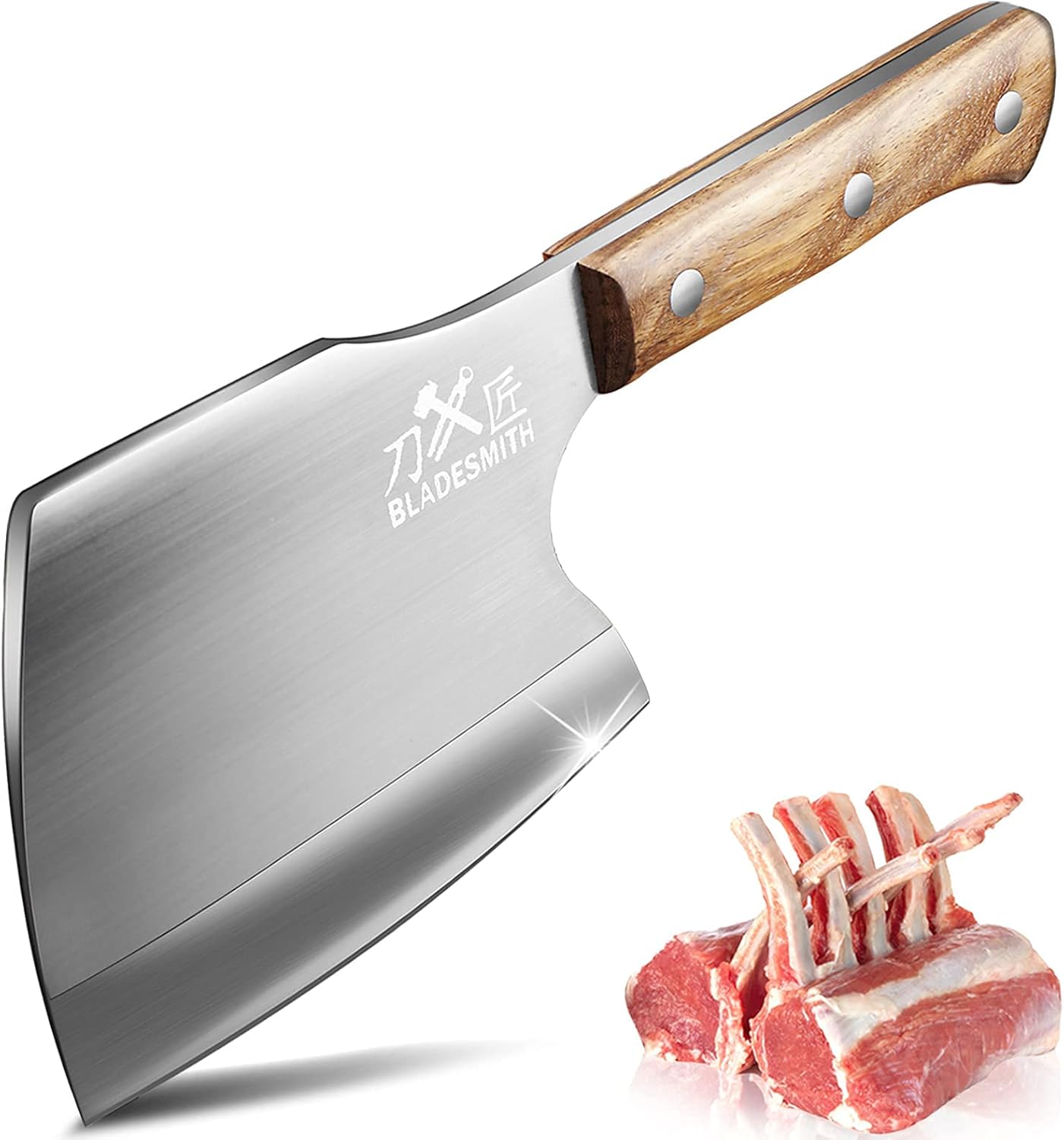 BLADESMITH Meat Cleaver Butcher Axe Bone Chopper Heavy Duty - 6.3'' Bone Cutting...