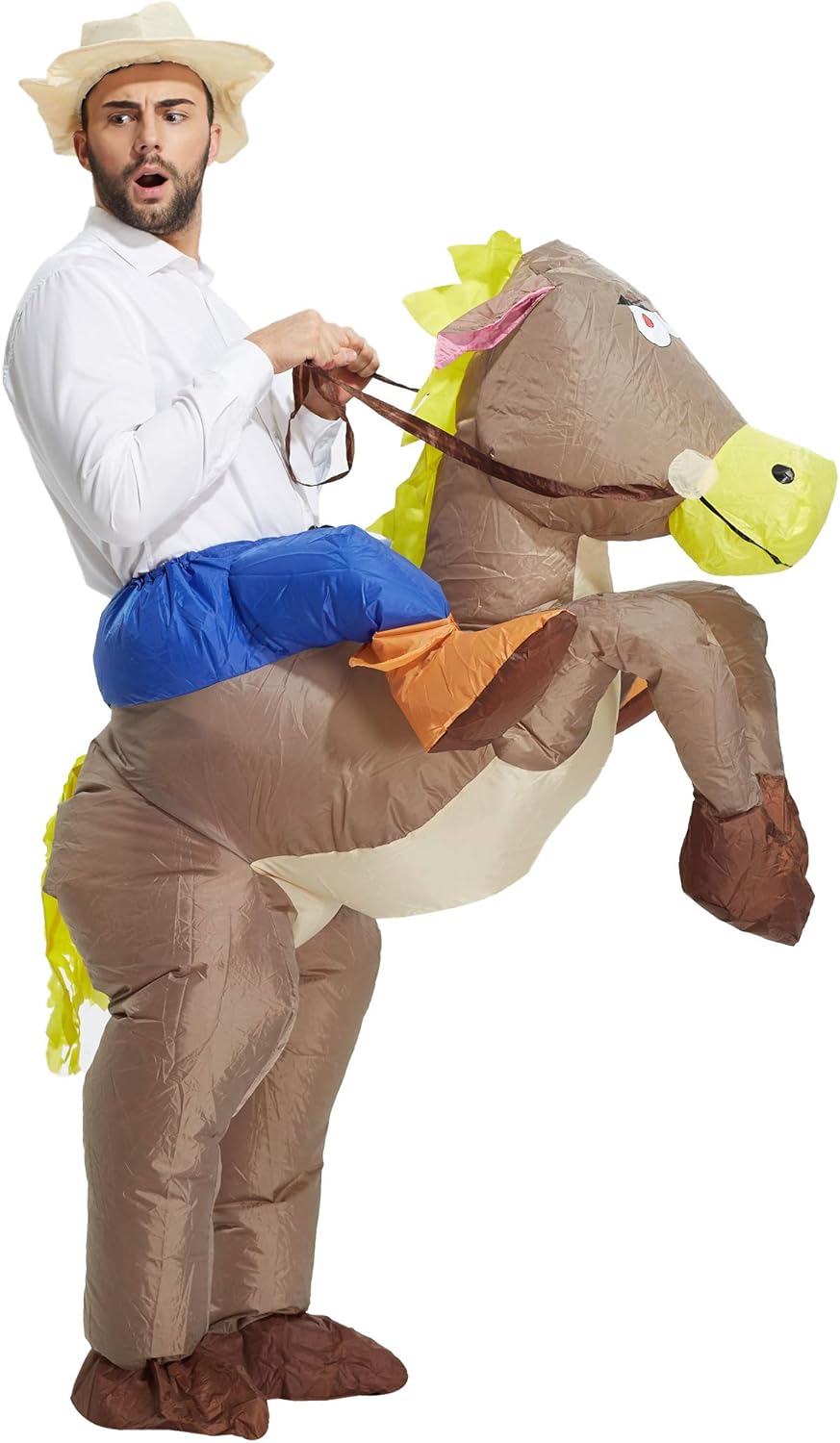 TOLOCO Inflatable Costume Cowboy Costume, Inflatable Horse Costume, Blow up Cost...