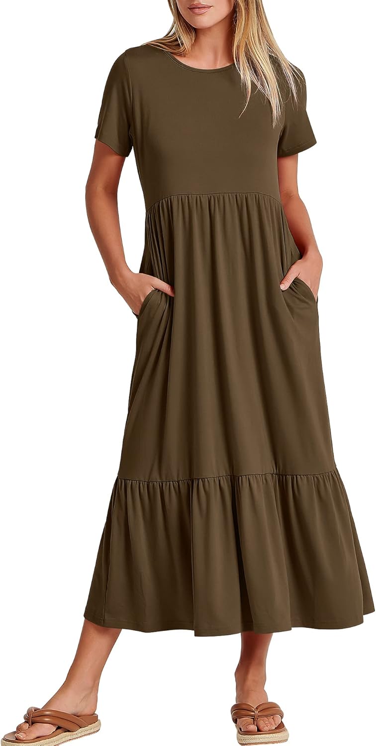 ANRABESS Women Dress, Special Summer Casual Short Sleeve Crewneck Dress, Innovat...