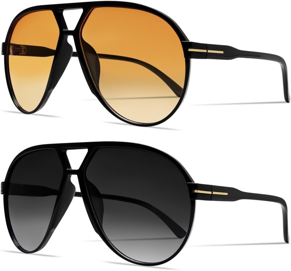 Retro Aviator Sunglasses for Women Men Oversized Classic 70s Vintage Trendy Tang...