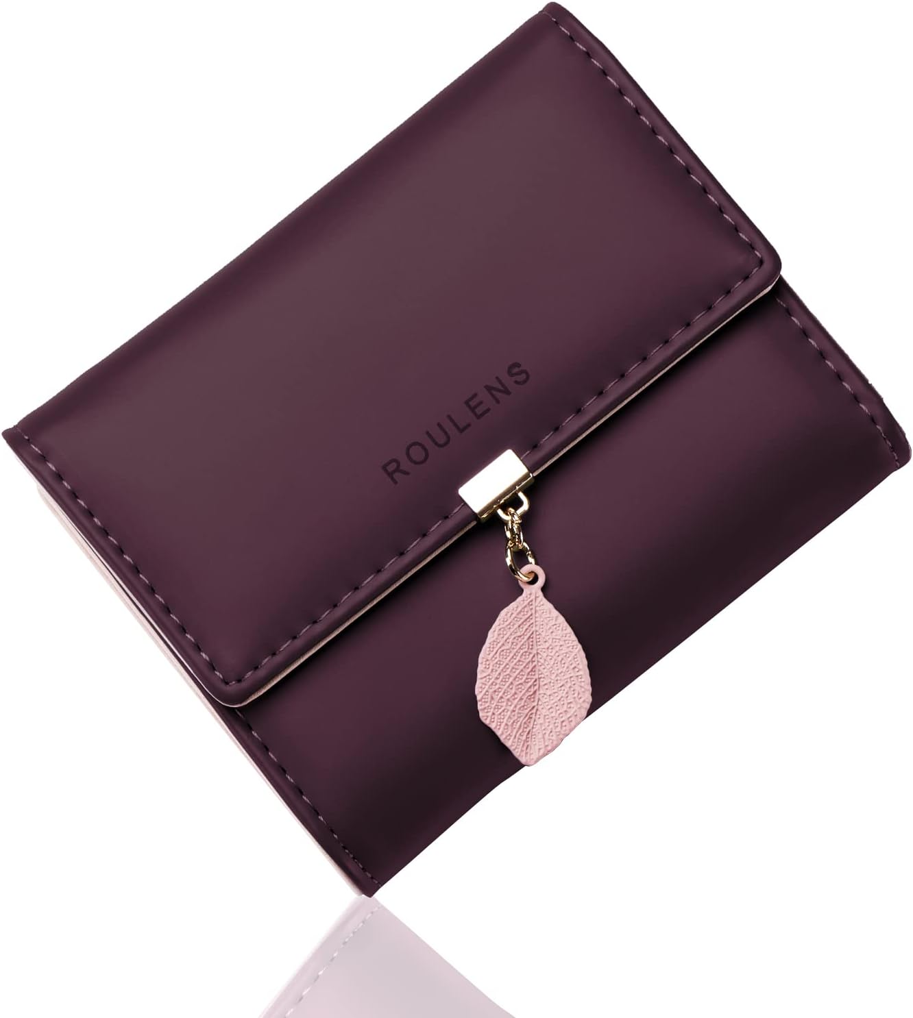 Roulens Ladies Purse, RFID Blocking PU Leather Wallet for Women Leaf Pendant Zip...