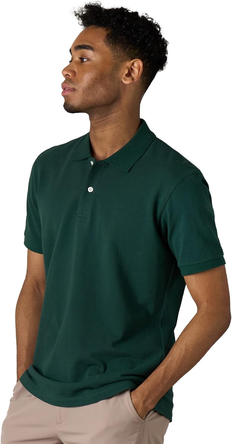 LAPASA Men's 100% Pique Cotton Polo Shirts Short Sleeve Top Classic Fit Spring/S...