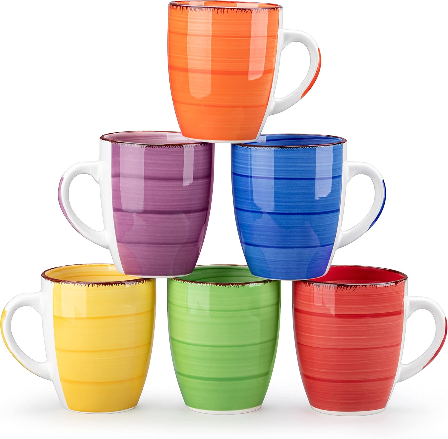 vancasso Bonita Mugs Set of 6, 360ml Stoneware Coffee Cup and Mug, Microwave & D...