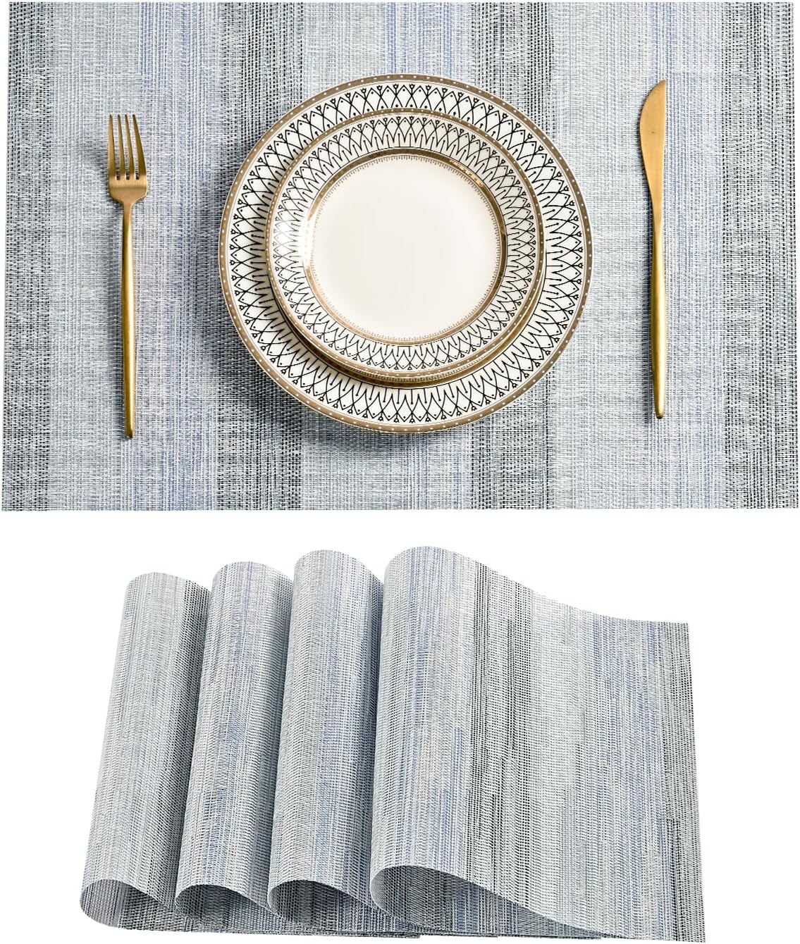 Leetaltree LightSteel Blue Placemats, Special Heat Resistant Non-Slip Place Mats...