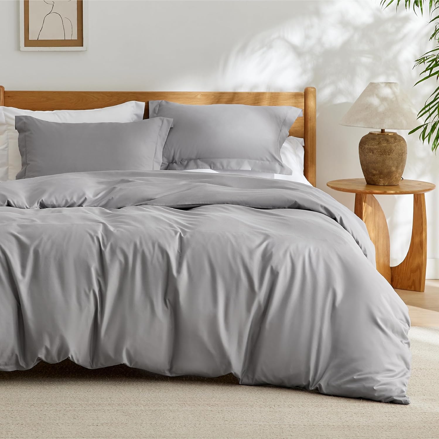 Bedsure Grey Duvet Cover, Special Queen Size Soft Double Brushed Duvet Cover for...