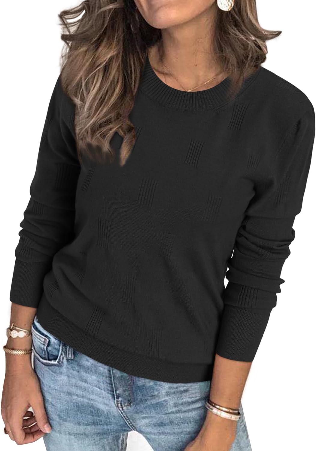 Arach&Cloz Womens Jumpers UK Short/Long Sleeve Crew Neck Ladies Knitted Tops Aut...