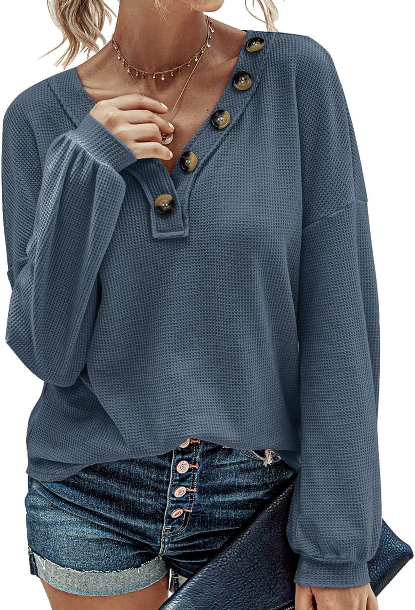 BTFBM Women Long Sleeve Shirts, Special Fall Fashion V Neck Loose Casual Blouse,...