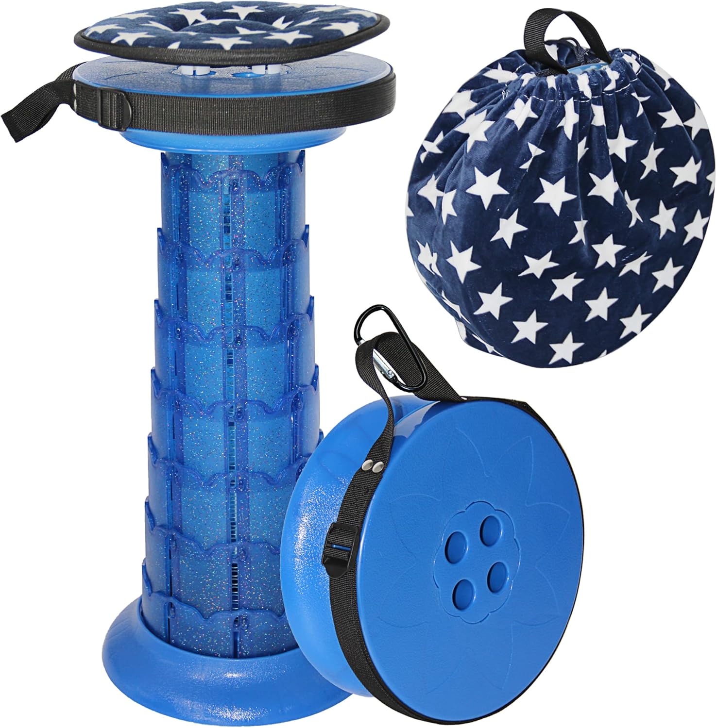 ALEVMOOM 20.4" Portable Telescopic Stool, Unique Collapsible Stool for 400 Lbs C...
