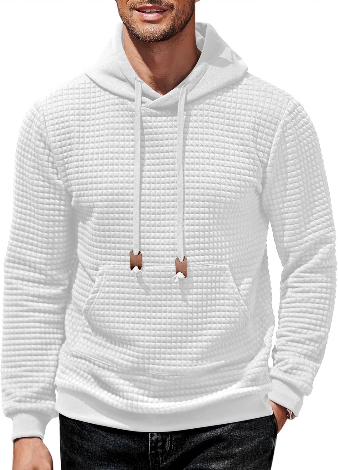 COOFANDY Mens Hoodies, Special Sweatshirts Long Sleeve, Innovative Fashion Waffl...