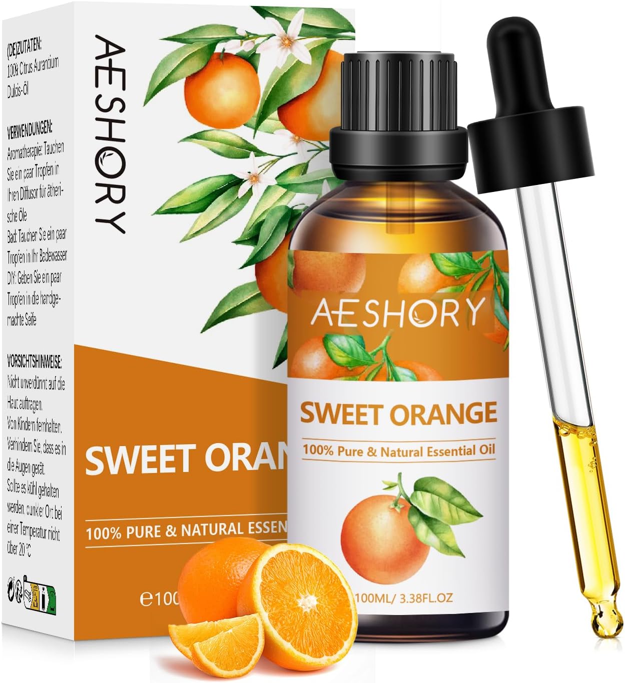 AESHORY Sweet Orange Essential Oils 100ml, Pure Premium Grade Sweet Orange Oil f...