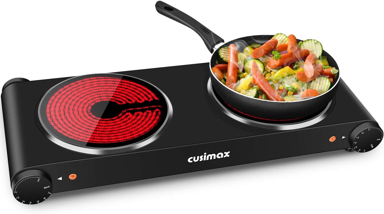 Double Hot Plate, CUSIMAX 2400W Electric Hob Ceramic Hot Plate, Portable Double...