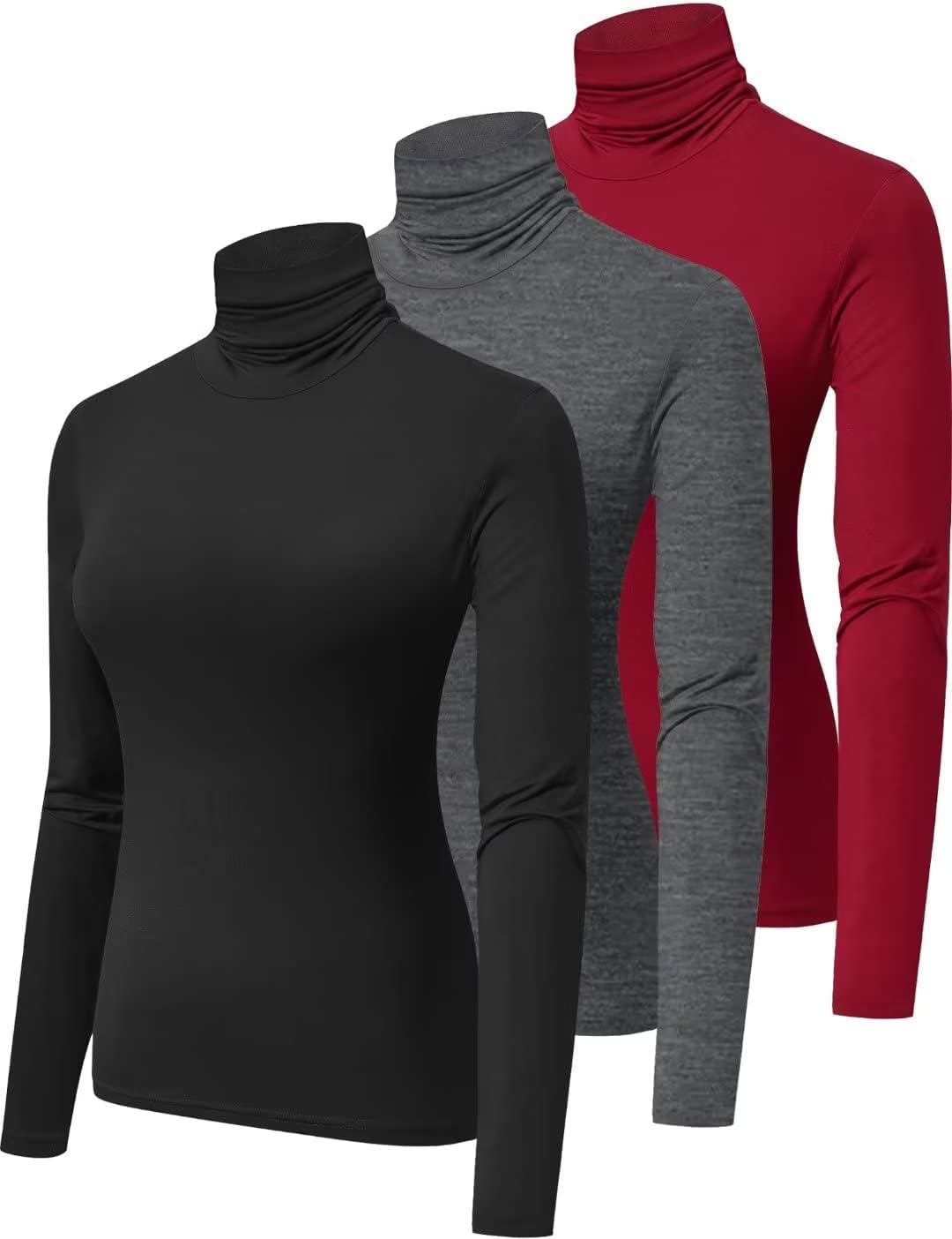 HOPLYNN 3 Pack Turtlenecks, Special Women’s Long Sleeve Pullover, Innovative Bas...