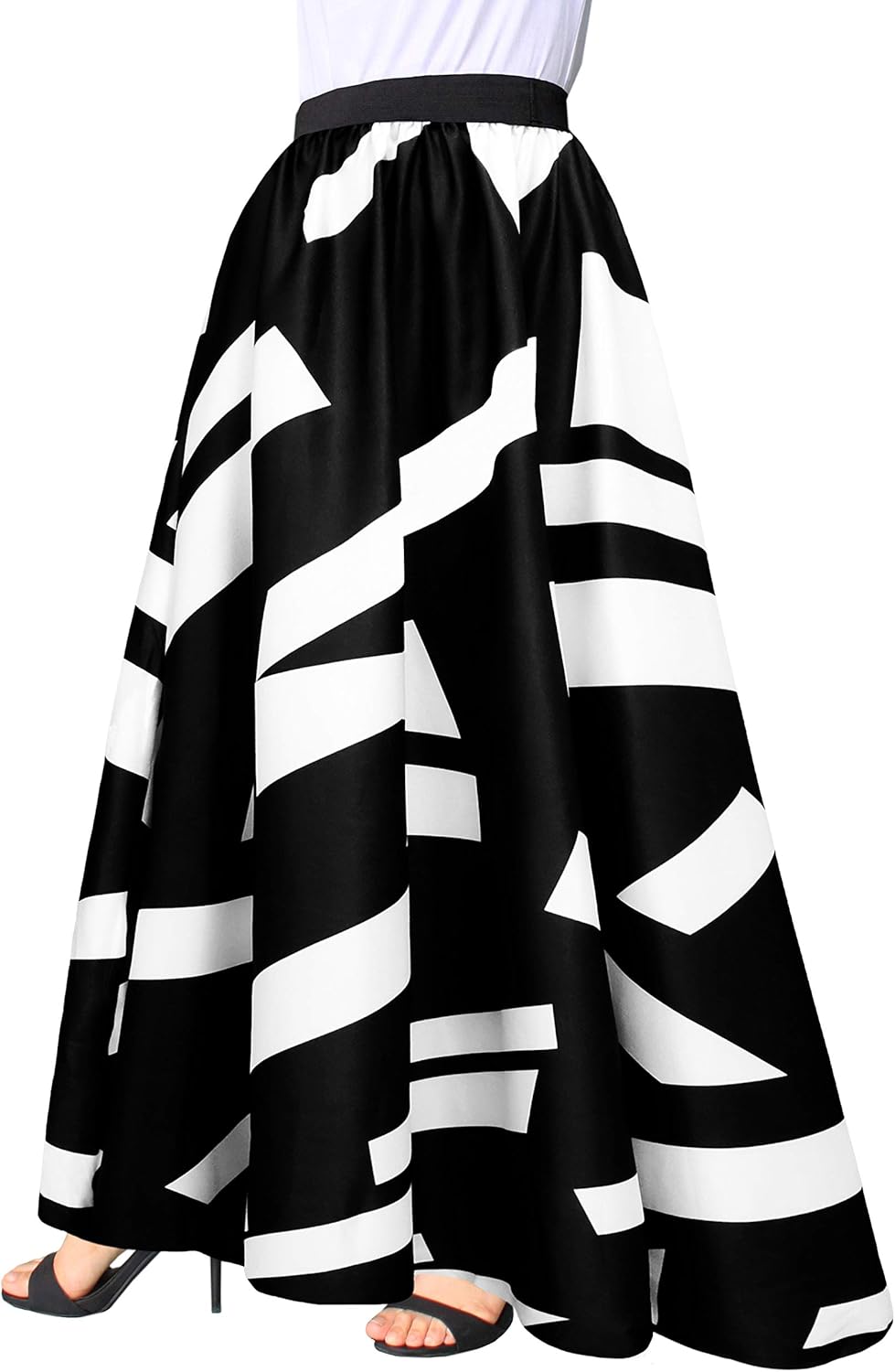 Afibi Women Chiffon Mopping Floor Length Big Hem Solid Beach High Waist Maxi Ski...