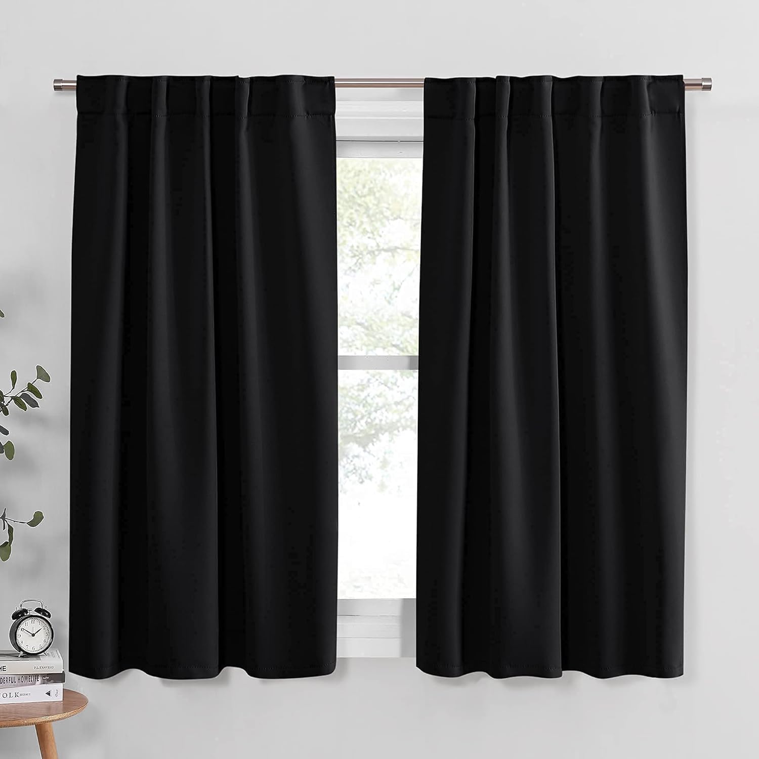 PONY DANCE Short Blackout Curtains - Black Curtains 45 inch Long - Thermal Insul...