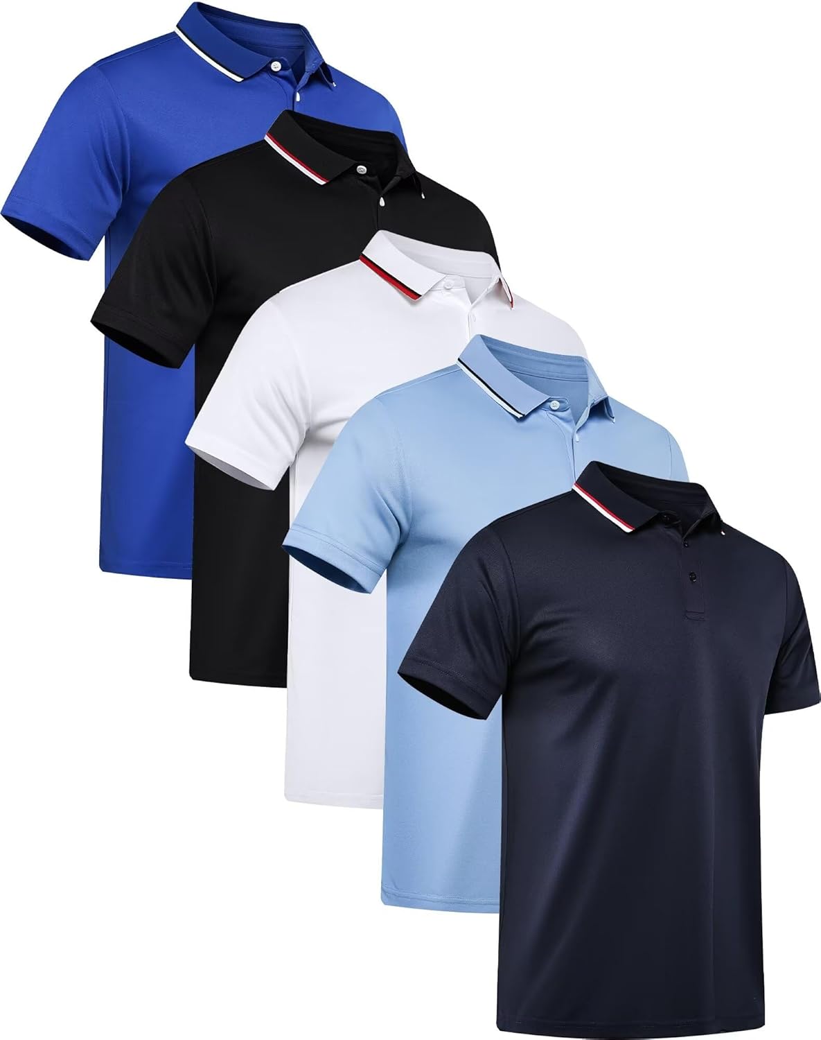 OYGSieg 5 Pack Polo Shirts for Men Quick Dry Performance Short Sleeve Golf Shirt...
