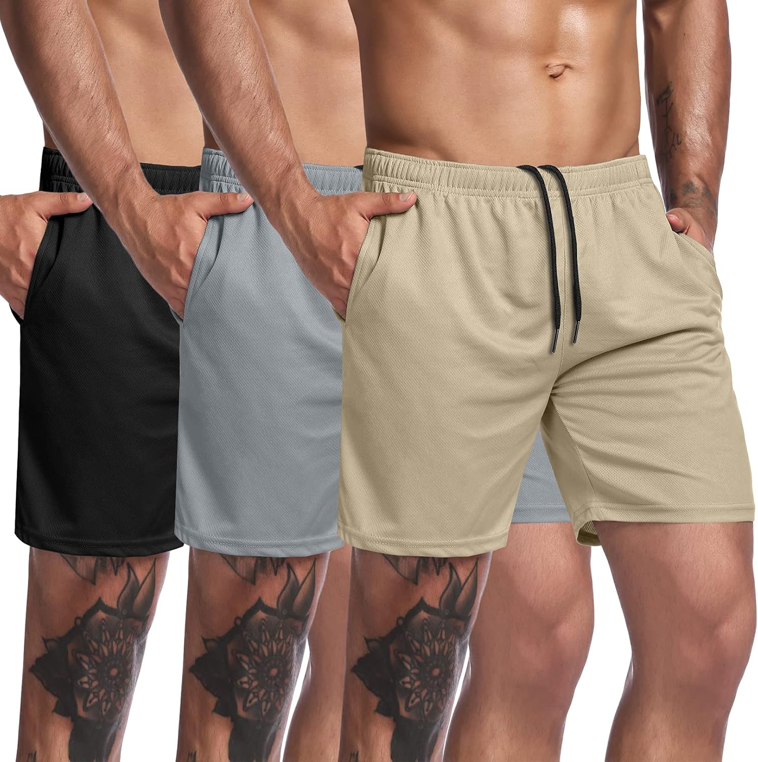 COOFANDY Men's 3 Pack Workout Gym Shorts, Special Mesh Athletic Shorts for Light...