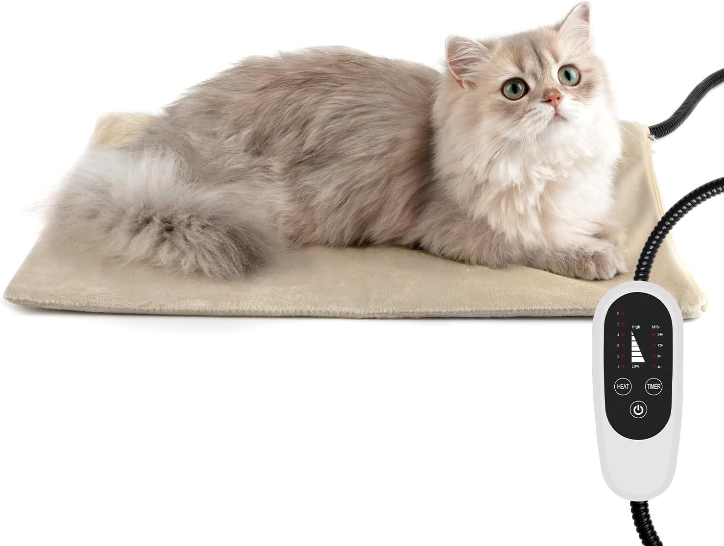 NICREW Cat Heating Pad, Temperature Adjustable Heated Cat Bed with Auto Shut Off...