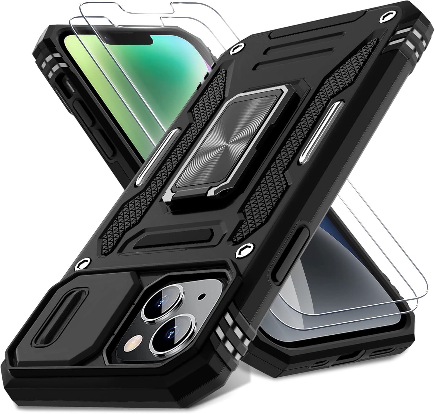 DEERLAMN Case for iPhone 13/iPhone 14 6.1-Inch with Slide Camera Cover+Screen Pr...
