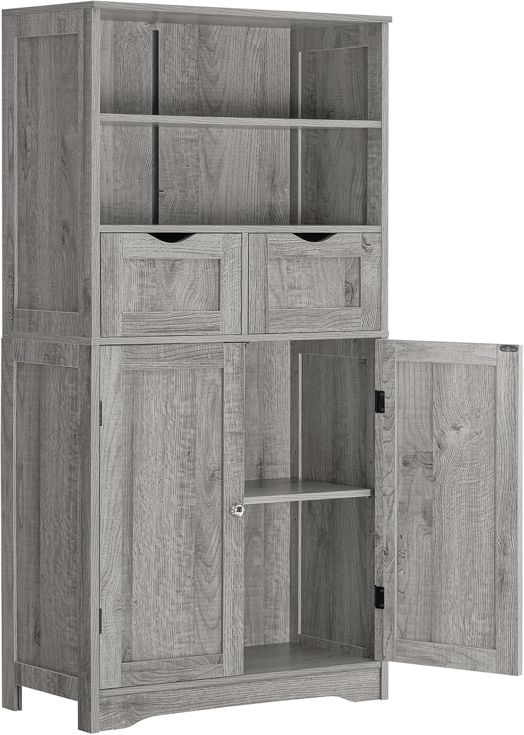 Iwell Tall Storage Cabinet with 2 Drawers & Adjustable Shelves, Bathroom Cabinet...