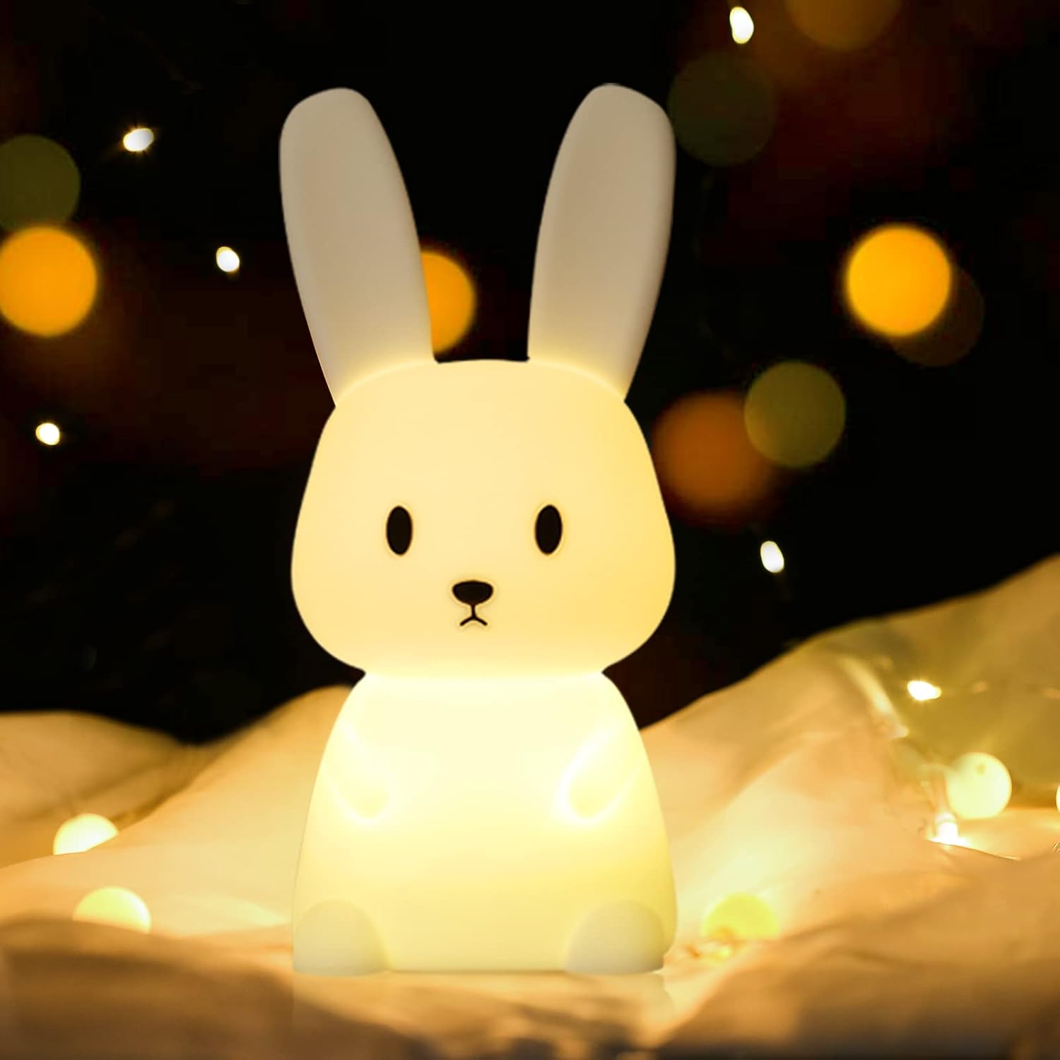 Tremdwoto Bunny Night Light for Kids Room, 7 Color Changing LED Portable Touch L...
