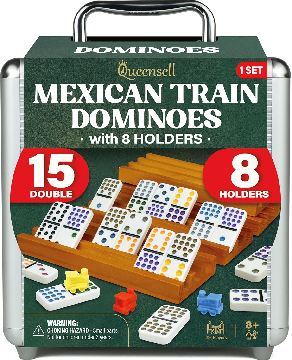 Queensell Mexican Train Dominoes Set, Special Dominoes Set with Double 15, High-...