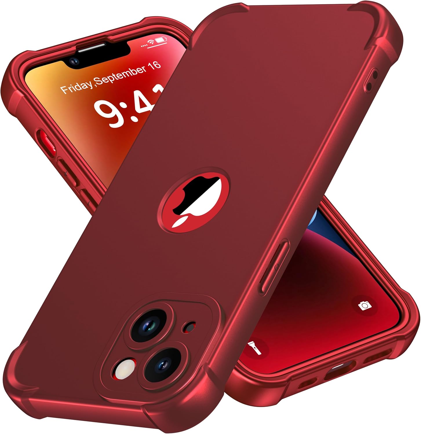 ORETECH 4 in 1 Case for iPhone 14 Case, with [2 x Tempered Glass Screen Protecto...