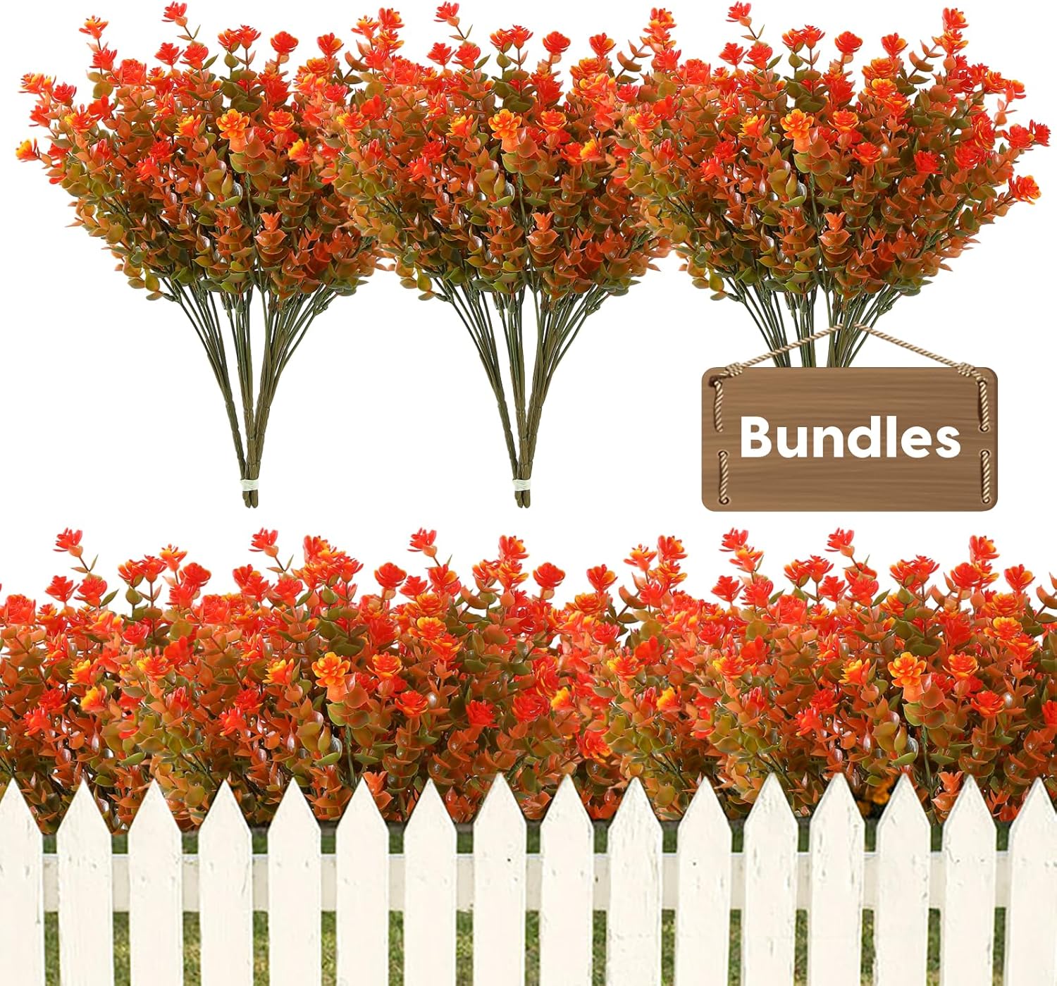 Leixi 8 Bundles Artificial Fall Flowers No Fade Faux Autumn Plants, Fake Indoor...