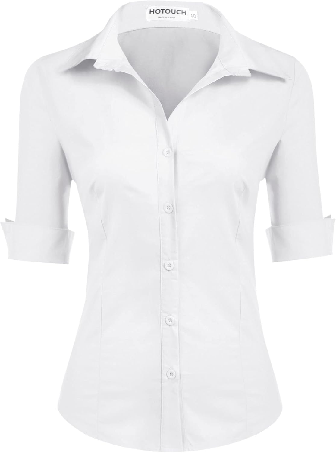 HOTOUCH Womens 3/4 Sleeve Button Down Shirt, Special Slim Fit Work Blouses, High...
