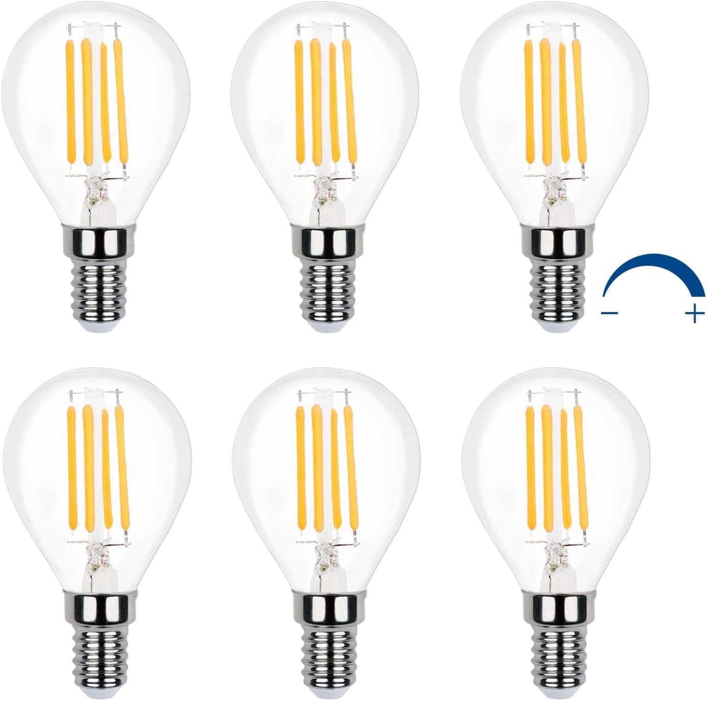 Akynite E14 LED Light Bulb Dimmable Warm White 2700K, 400LM, G45 LED 4W Replace...