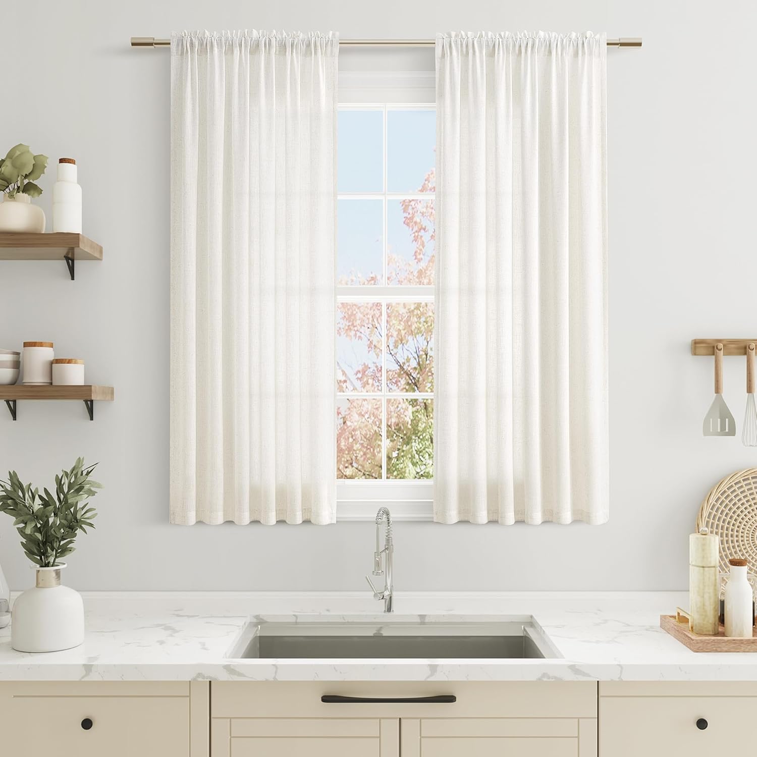 Guken Natural Linen Curtains, Special Curtains for Living Room & Bedroom, Innova...