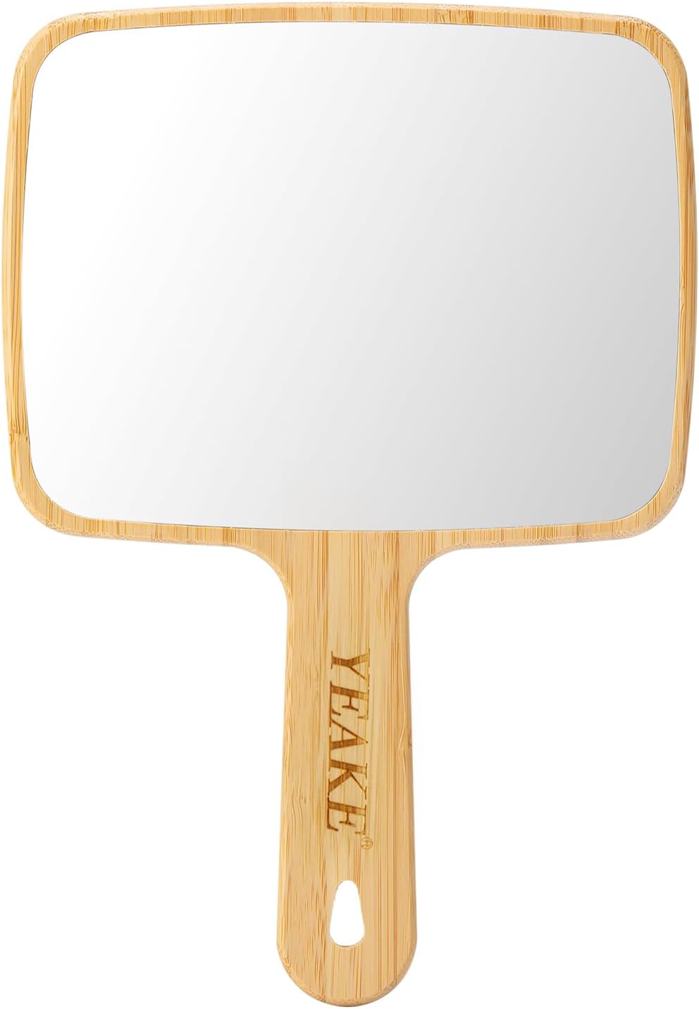 YEAKE Hand Mirror,Natural Bamboo Handheld Mirror with Handle, Single-Sided Porta...