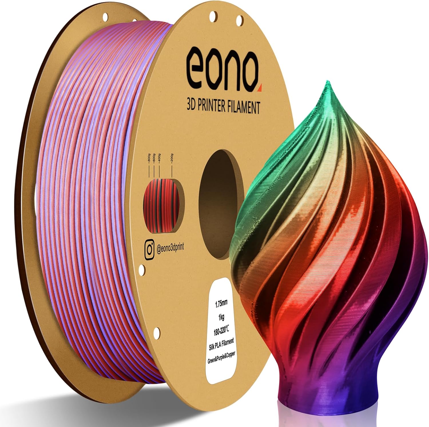 Eono PLA Filament 1.75mm Tricolor PLA 3D Printer Filament Coextrusion PLA Filame...