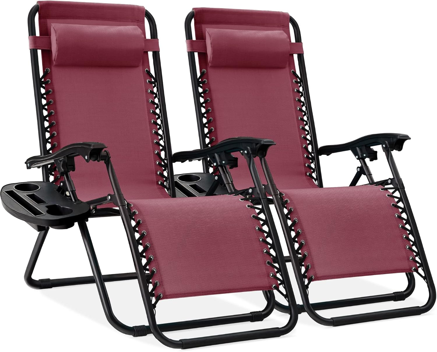 Set of 2 Adjustable Steel Mesh Zero Gravity Lounge Chair Recliners, Special Recl...