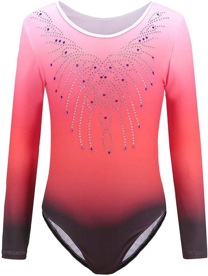Sinoem Gymnastics Leotards for Girls Long Sleeve/Sleeveless Gradient Color Spark...