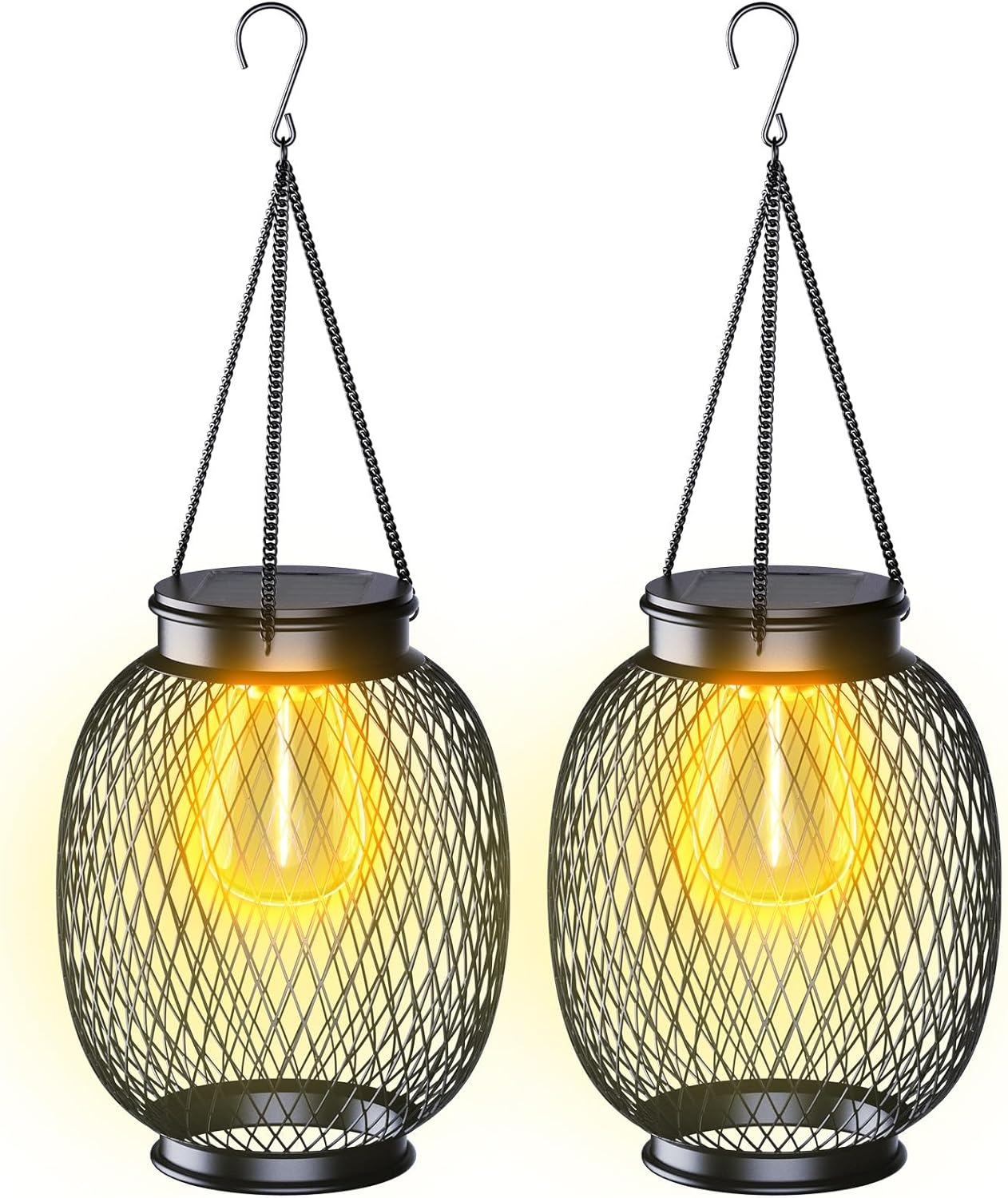 Ortiny Garden Ornaments Outdoor, 2 Pack Solar Lanterns for The Garden Lights Sol...