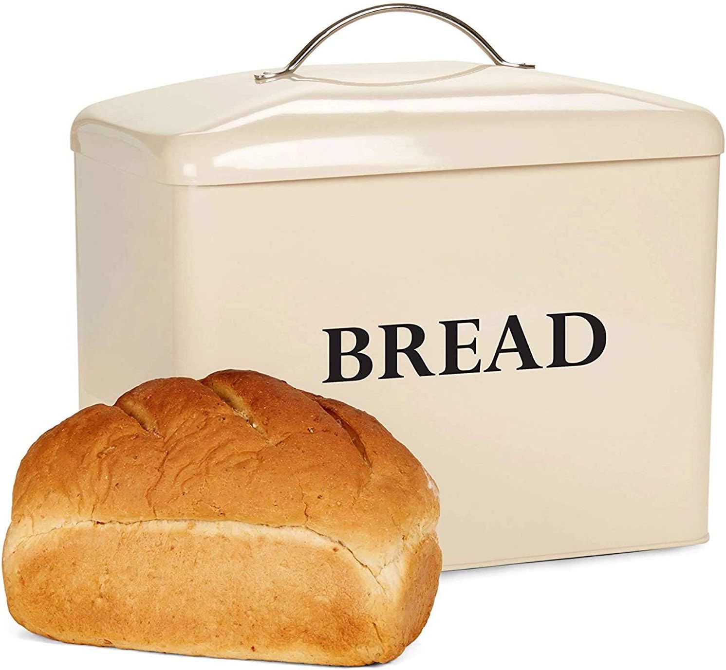 andrew james Bread Bin | Vintage Tin Large Retro Metal Container with Lid | Powe...
