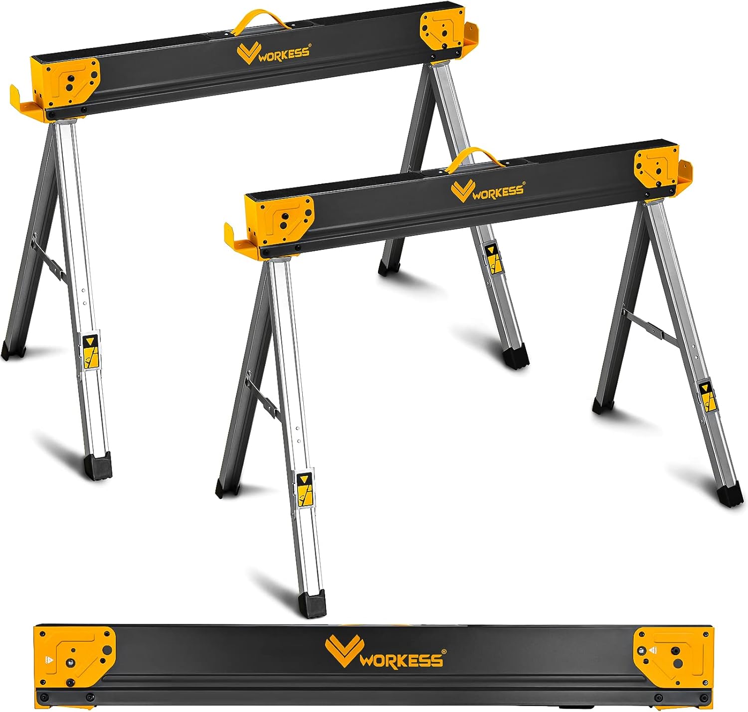 Saw Horses 2 Pack Folding, Heavy Duty Sawhorse Table 2600 Lbs Load Capacity with...