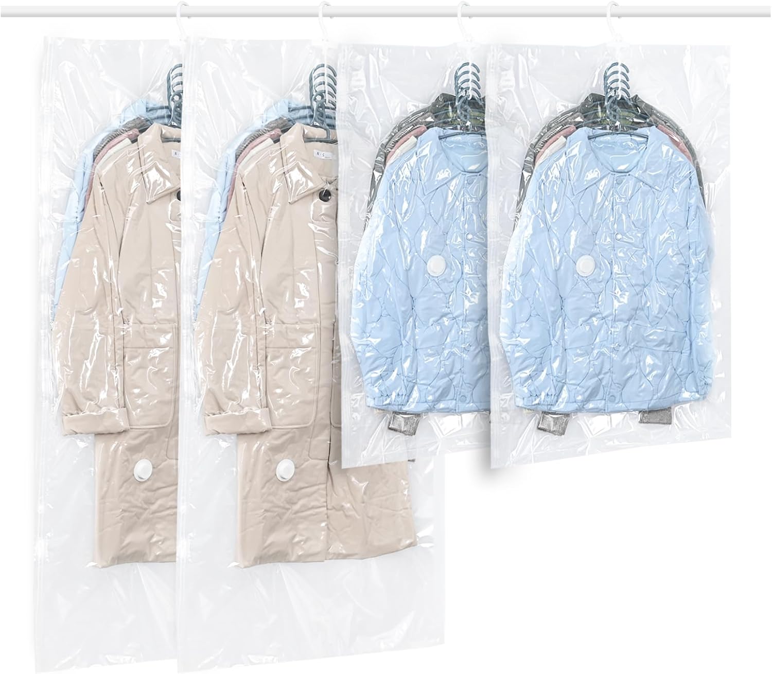 Hanging Vacuum Storage Bags, QH7 4 PCS Space-saving Vacuum Bag for Clothes, Suit...