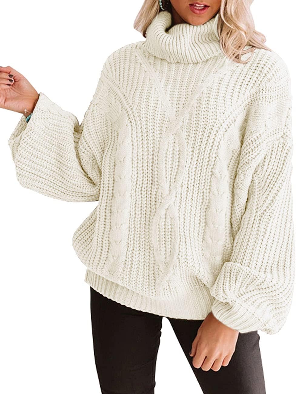 ZESICA Women's Sweater, Special Long Sleeve Turtleneck Chunky Knit Sweater, Inno...