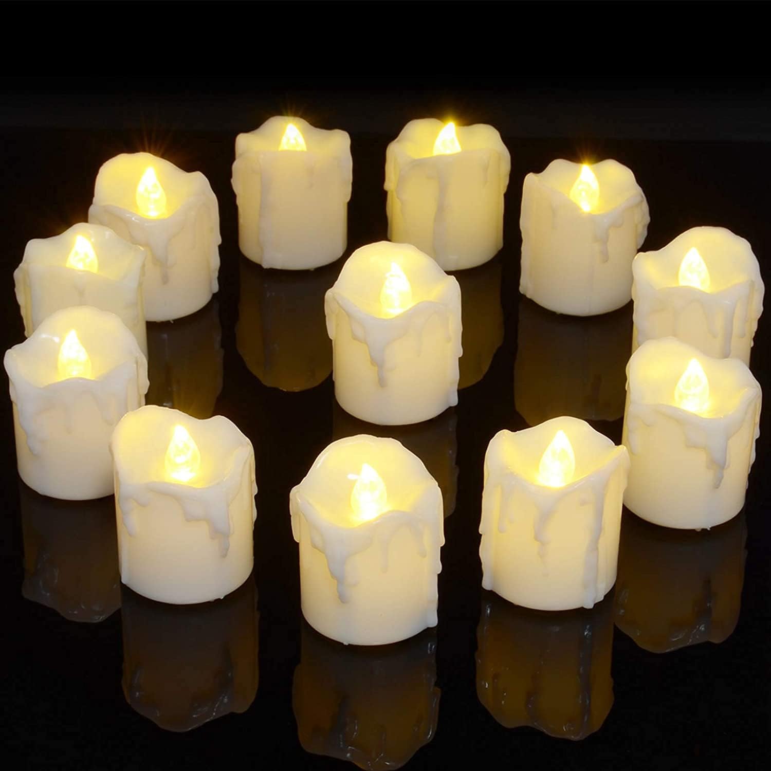 PChero LED Tea Lights Candles with Timer, 12 Pack LED Flameless Battery Tealight...