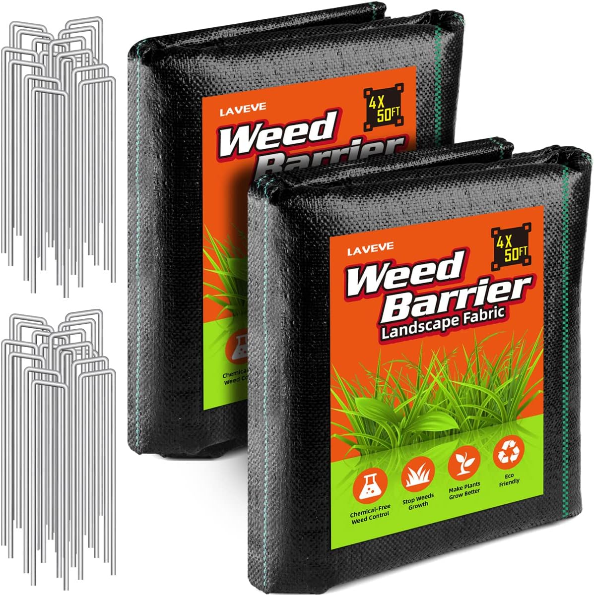 LAVEVE 4FT x 100FT Weed Barrier Landscape Fabric, 3.2oz Premium Heavy-Duty Garde...